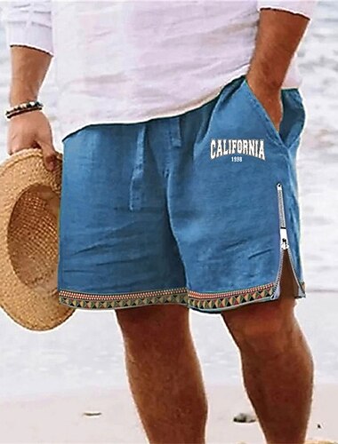  Per uomo Alfabetico Pantaloncini Pantaloncini estivi Pantaloncini da spiaggia Vita normale Hawaiano Informale Giornaliero Per eventi Per uscire Cerniera A cordoncino Vita elastica progettista