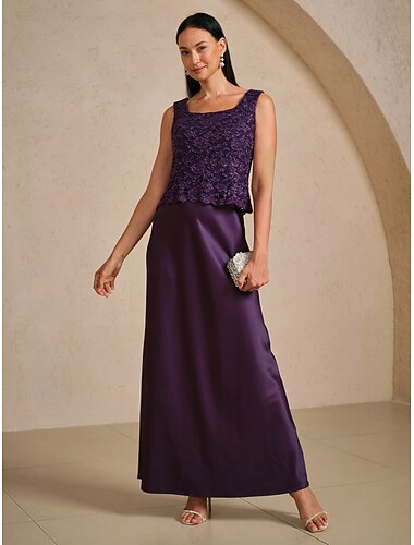  Per donna Abito maxi Tubino Elegante Festa Compleanno Floreale Senza Maniche Girocollo Melanzana Estate Primavera Autunno Inverno