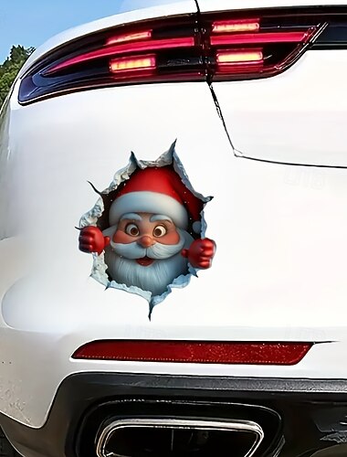  Muursticker met 2 kerstmannen die doorbreken. Kan worden bevestigd op de kofferbak, deur, raam, muren, laptop, scooter of vrachtwagen. Geschikt voor decoratie in huis en woonkamer tijdens de