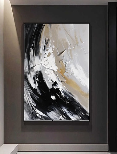  pintura a óleo abstrata feita à mão, pintura a óleo abstrata pintada à mão, parede, moda moderna, abstrata, preto e branco, pintura em tela, decoração para casa, pinturas em tela enrolada