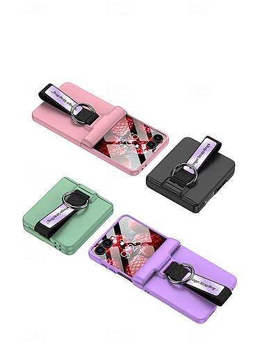  puhelin Etui Käyttötarkoitus Samsung Galaxy Z-kääntö 7 Z Flip 6 Z Flip 5 Takakuori rannehihnalla Sormussolki Iskunkestävä Retro PC