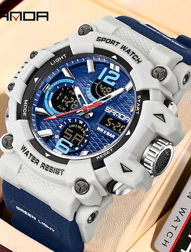  שעון אלקטרוני חדש 6276 לסטודנטים של סנדה, שעון מעורר רב תכליתי, תצוגה כפולה, עמיד למים, LED, שעון אלקטרוני לגברים