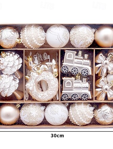  45 ks vánočních koulí, ozdob na stromeček, vánoční dekorace, sada na zavěšení malovaného perníkového mužíčka, slavnostní dekorace na stromeček