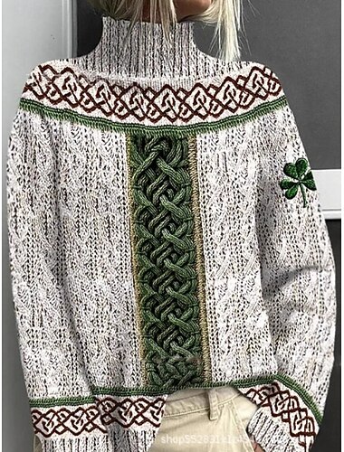  Női Pulóver Elegáns Szabadság Szüret Virágos Grafika Mértani Körgallér Nyomtatott Hosszú ujj Normál felsők Kötött Napi Szabadság Alkalmi Fekete Arcpír rózsaszín Ősz