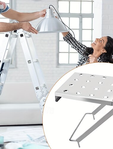  رف عمل ملحق لمنصة أدوات السلم المضادة للانزلاق للكهربائيين والنجارين والرسامين - صينية أدوات لسلالم الدرج وحامل عمل علوي