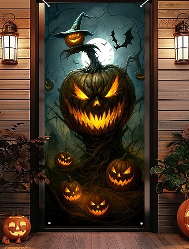  Καλύμματα πόρτας για το Halloween, ταπισερί πόρτας, διακόσμηση κουρτίνας πόρτας, φόντο, πανό πόρτας για μπροστινή πόρτα, αγροικία, πάρτι διακοπών, εσωτερική και εξωτερική διακόσμηση, είδη