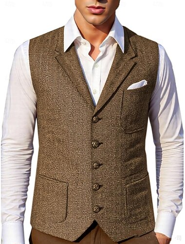  Retrò Vintage Anni Ruggenti Anni 1920 Gilet Il grande Gatsby Gentiluomo Costume Per uomo Halloween Carnevale Festa serale Mascherata Adulti Gilet