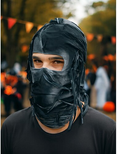  Halloween gothic gescheurd verbandmasker voor heren - horror schedel-stijl bivakmuts met capuchon voor cosplay, maskerade en streetwear
