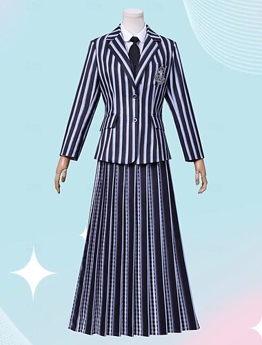  Mercoledì Addams Famiglia Addams Mercoledì Costume Uniforme scolastica Costume originale Cosplay Cosplay di film for Per donna Adulti Halloween Carnevale Performance Feste Vestito