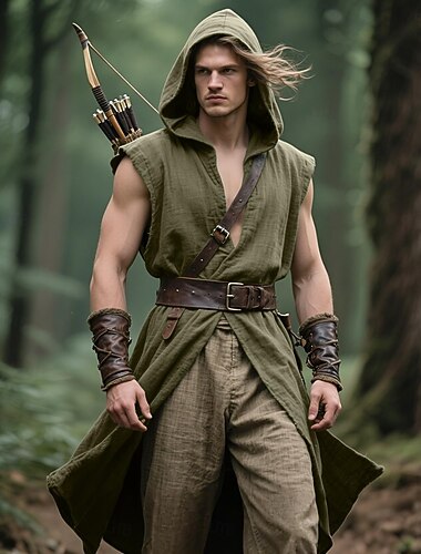  Retro vintage Middeleeuws Renaissance Hesje Tuniek Krijger Viking Kostuum Voor heren Viking Halloween Carnaval Prestatie Feest LARP Volwassenen Riem Alle seizoenen