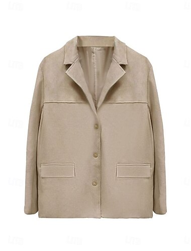  Femmes Blazer Confortable Respirant Avec Poches ancien Occasionnel Uni Bureau Rue Occasionnel Tenue quotidienne Simple Boutonnage Régulier Col Rabattu Coupe Ample manche longue Vêtements d'extérieur