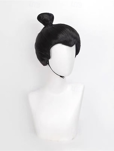  Perucas cosplay Preta Liso Cabelo Sintético Longo perucas Masculino perucas Para festa