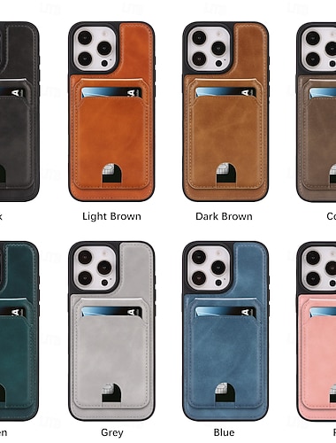  telefono Custodia Per iPhone 17 Pro Max 17 Air 16 15 14 Pro Max Plus 16e 13 Pro Max Copertura Posteriore Magnetico Cavalletto Slot per Carte Retrò TPU Pelle PU