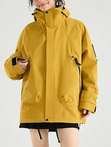  Dámské Trenčkot Nepromokavé bundy a pláště do deště Voděodolný Větruvzdorné Zip Kapsy Módní Venkovní Bez vzoru Jdeme ven Víkend Zip Standardní Kapuce Běžný Dlouhý rukáv Svrchní oděvy Bledě růžov