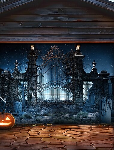  Halloween Κάλυμμα γκαραζόπορτας Μεγάλη Κρεμαστή Κάστρο 3D Σκοτεινό Πανκ Γοτθικό Πάρτι Για Υπαίθρια Χρήση Φόντα λήψης Εξώπορτα Διακοσμήσεις τοίχου πόρτα φόντο