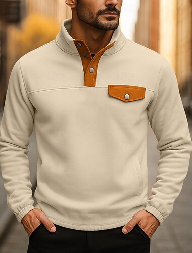  Per uomo Maglia Felpa con cappuccio Maglione Felpa con cappuccio abbottonata Nero Bianco Beige Grigio Colletto Mao Semplice Patchwork Sport & Outdoor Casuale Quotidiano Streetwear Cool Abbigliamento