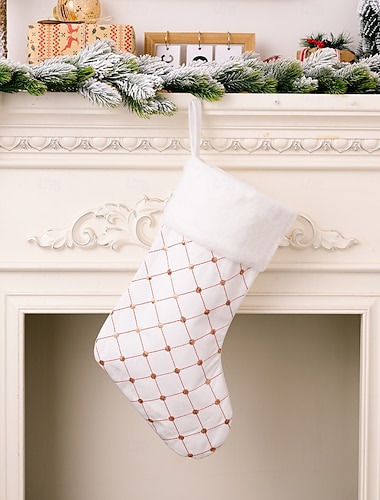  Julestrømpe luksuriøs rød høytidssokk stor gavepose til juletreet hengende gaver hjem peis festlig fest sesongdekorasjon tilbehør