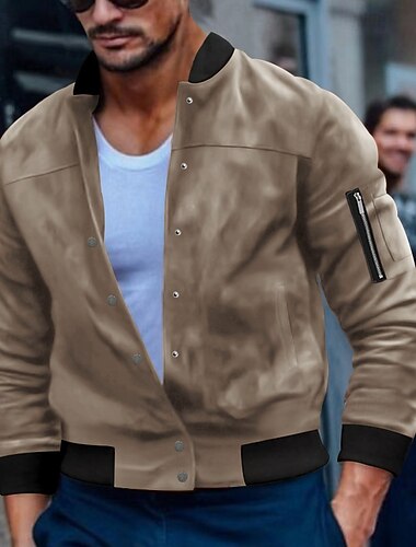 Ανδρικά Μπουφάν Bomber Casual Jacket Σουέντ μπουφάν Διακοπές Καθημερινά Διατηρείτε Ζεστό Τσέπη Φθινόπωρο Χειμώνας Σκέτο Μοντέρνα Κλασσικό Όρθιος Γιακάς Κανονικό