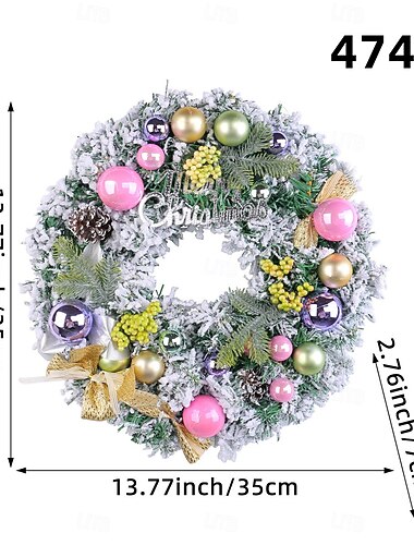  Χριστουγεννιάτικο στεφάνι κρεμαστή πόρτα διακόσμηση εορταστική εορταστική κόκκινα μούρα και πολύχρωμες μπάλες στεφάνι ιδανικό για βιτρίνα εμπορικού κέντρου ξενοδοχείου εποχιακό χριστουγεννιάτικο