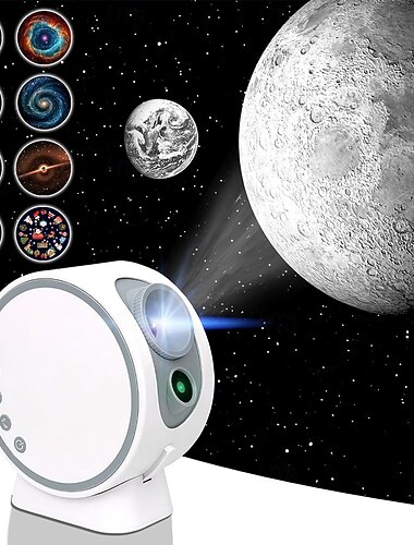  星空プロジェクター 惑星プロジェクター 子供 大人用 ブルートゥーススピーカー付き 8枚のHD映画ディスク 調整可能なレンズ付き ギフト用
