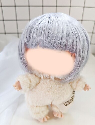  Peluca de muñeca de fibra de alta temperatura, linda peluca de cabello kawaii, accesorios para el cabello para muñecas de 6.7 pulgadas o figuras de caja ciega