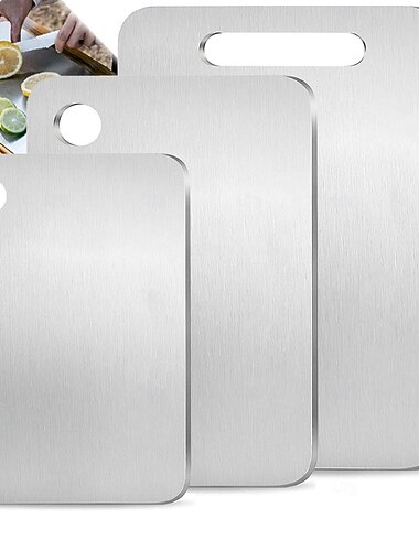  Deski do krojenia z najwyższej jakości stopu tytanu, dwustronne deski do krojenia z tytanu dopuszczonego do kontaktu z żywnością, do kuchni, zmywarki, kempingu, deski do krojenia wędlin, owoców i