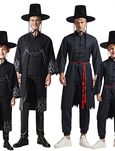  Kポップデーモンハンター 悪魔ボーイグループ サジャボーイズ ジヌ・サジャ コスチューム 韓服 おもしろ衣装 韓国の伝統 バーチャルアイドル 映画コスプレ for 男性用 男の子 子供用 成人 ハロウィーン カーニバル 性能 コミックコン アニメエキスポ