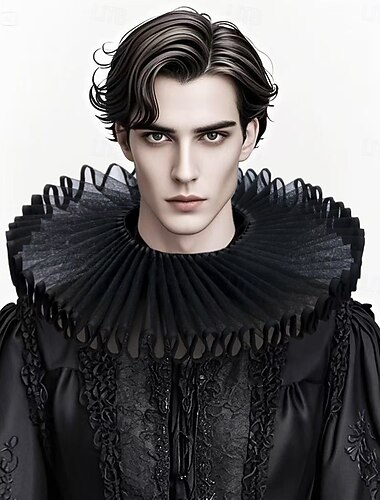  روكوكو فيكتوريا عصر النهضة طوق الكشكشة الإليزابيثي مصاصي الدماء سيرك مهرج ملابس تنكرية للجنسين عيد الرعب مهرجان أداء LARP رن فير بالغين طوق كل الفصول