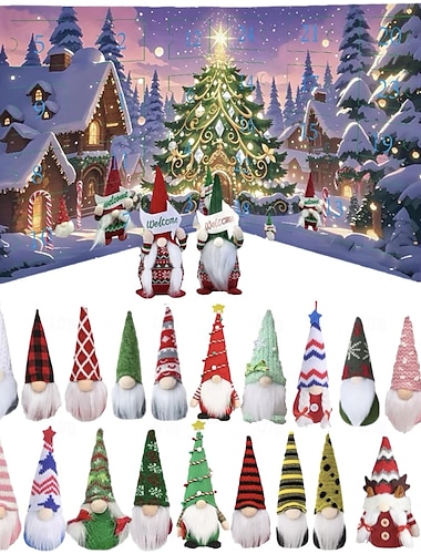 karácsonyi törpe adventi naptár 2025, 24 darabos törpe dekorációs díszek karácsonyi visszaszámlálás karácsonyi adventi naptár, törpe díszek, karácsonyi vakációs adventi naptár dísz gyerekeknek