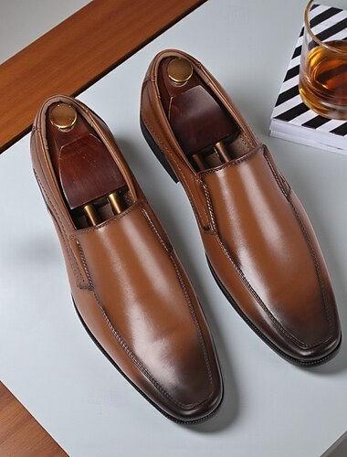  heren instapschoenen - vierkante neus zakelijke casual loafers voor kantoor, bruiloft en dagelijks gebruik