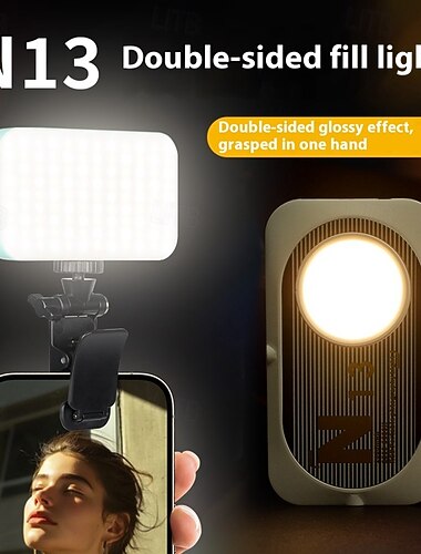  ضوء سيلفي محمول للهاتف مزود بثلاثة أوضاع ومشبك إضاءة LED قابل لإعادة الشحن لصور iPhone وTikTok وVlog والكمبيوتر المحمول ومؤتمرات الفيديو