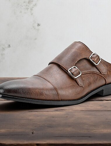  heren muiltjes met dubbele monniksband instappers zakelijke casual schoenen voor kantoor en dagelijks gebruik