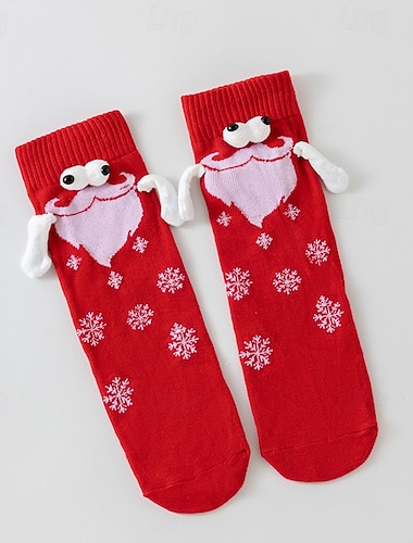  Magneettiset parisukat söpöllä kädestä pitäen -designilla, hauskat yhteensopivat sukat rakastavaisille, pohkeen puoliväliin ulottuvat joulusukat magneetilla, tiktok-trendilahja pariskunnille