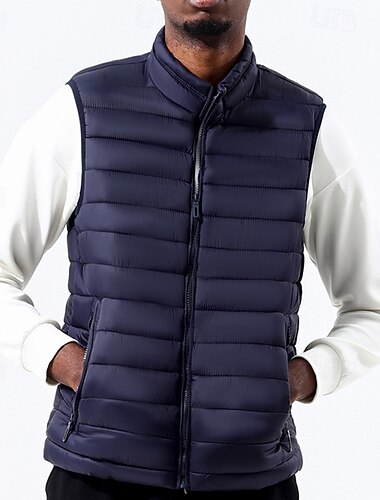  Homme Gilet matelassé Gilet Vacances Quotidien Date Mode Occasionnel Hiver Avec Poches Nylon Chaud Confortable Couleur Unie Fermeture éclair Col montant Coupe régulière Noir Jaune Vin Vert Véronèse