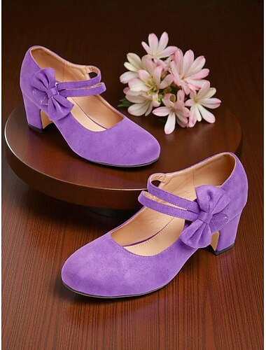  Paarse Mary Jane-pumps voor dames - suède schoenen met dikke hak en dubbele strikbandjes, vintage-geïnspireerde stijl uit de jaren 50 voor bruiloften, feesten en elegante dagelijkse outfits