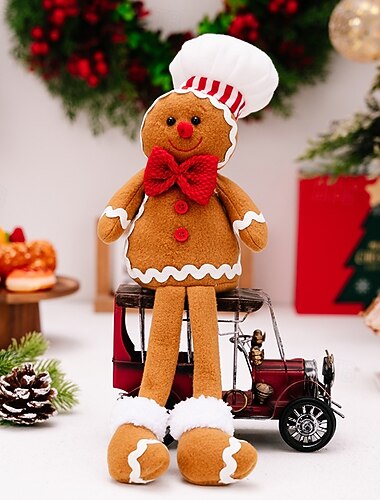  クリスマスのぬいぐるみ飾り、ジンジャーブレッドマンのぬいぐるみ、吊り下げ脚デザイン、クリスマスクッキーマンのぬいぐるみ飾り、お祝いのホリデーウィンドウディスプレイ装飾、クリスマスパーティーホームデコレーションギフト