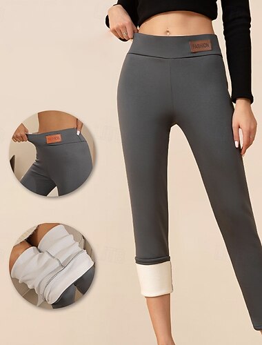  Damskie Spodnie Sherpa Ciepłe, grube legginsy zimowe Podszyte polarem Wysoka talia Obuwie sportowe Pilates Bieganie Doły Jednokolorowe Czarny Ciemnoniebieski Sport Odzież sportowa