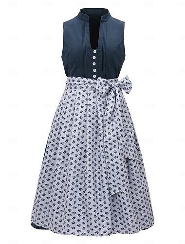  Oktoberfest Klänningar Dirndl Trachtenkleader Hembiträde Bavarian Tyska Ängar Dam Traditionell stil tyg Klänning Förkläde Utan blus