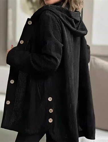  Per donna Giacca Casual Giacca con Cappuccio Confortevole Tasca Bottoni Classico Casual Semplice Vacanza Streetwear Abbigliamento quotidiano Uscire Monopetto Regolare Con Cappuccio Vestibilità comoda