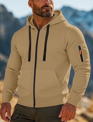  Pánské Kapuce Mikina se zipem na čtvrtletí Fleecová mikina Taktická mikina s kapucí Černá Bílá Armádní zelená Rubínově červená Bordó Kapuce Bez vzoru Zip Multi kapsa Sporty a outdoor Ležérní Denní