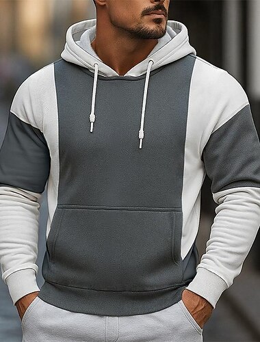  Per uomo Felpa con cappuccio Nero Rosso Grigio Con Cappuccio Semplice Patchwork Blocco di colore Sport & Outdoor Casuale Quotidiano Streetwear Cool Abbigliamento Sportivo Primavera & Autunno