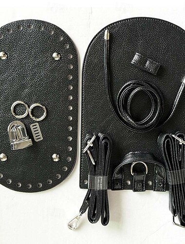 7-delers DIY-vevingssett for lærhåndverk - håndlaget strikkeveskebunn og klaffsett i imitert skinn med heklenål og tilbehør - for voksne &tenåringer - perfekt for håndarbeid &gjør-det-selv-prosjekter