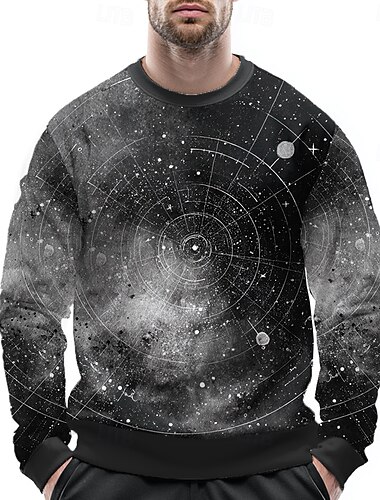  Per uomo Universo Felpa Casual Manica Lunga Girocollo Nero Blu Girocollo Stampa 3D 3D Tutte le stagioni progettista