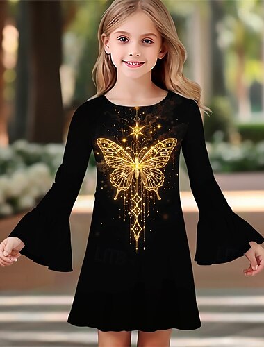 Девушки ' 3D Бабочка Платье Платье с рюшами Длинный рукав Лето Весна Отпуск Повседневные Праздники Красивый Милая Дети 4-12 лет Повседневное платье До колена Стандартный   Девушки ' 3D Бабочка Платье Платье с рюшами Длинный рукав Лето Весна Отпуск Повседневные Праздники Красивый Милая Дети 4-12 лет Повседневное платье До колена Стандартный