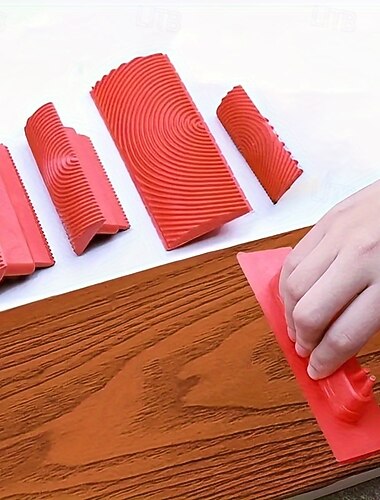  Rouleau de peinture texturé en caoutchouc effet grain de bois - 1 pièce pour papier peint artistique &outil de finition de peinture pour l'impression de peinture, le dessin