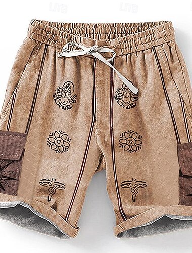  Herren Sonne 3D-Druck Shorts Sommershorts Freizeitshorts Mittlere Taille Designer Ethno-Stil Retro Vintage Lässig Täglich Ferien Kordelzug Tasche Elastischer Bund Designer Bekleidung