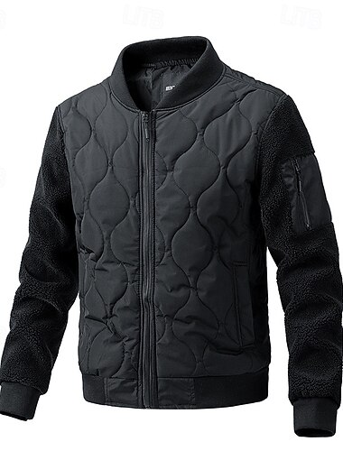  Per uomo Cappotto Invernale Giacca trapuntata Parka Tasca Poliestere Vacanza Abbigliamento quotidiano Data Regolare Moda Casual Confortevole Calore Termico Inverno Colore Solido / Tinta Unita Nero