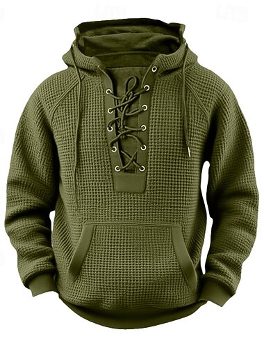  Hombre Sudadera Sudadera con capucha y diseño de gofres Sudadera táctica con capucha Negro Rosa Verde Ejército Azul Piscina Caqui Con Capucha Plano Correa Cremallera Deporte Casual Diario Ropa de
