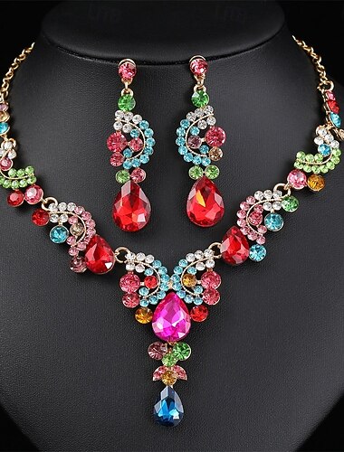 Conjunto de Jóias 2 cromada 1 Colar Brincos Mulheres Elegante Vintage Moda Estilo vintage Clássico Conjunto de jóias Para Casamento Festa Convidado do casamento   Conjunto de Jóias 2 cromada 1 Colar Brincos Mulheres Elegante Vintage Moda Estilo vintage Clássico Conjunto de jóias Para Casamento Festa Convidado do casamento