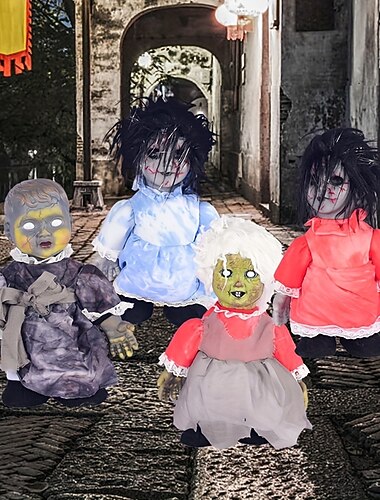  άσχημες κούκλες, τρομακτική κούκλα για το Halloween, ενεργοποιούμενες με φωνή, ανατριχιαστικές κούκλες με μπαταρία, σκηνικό για το Halloween, στοιχειωμένο σπίτι